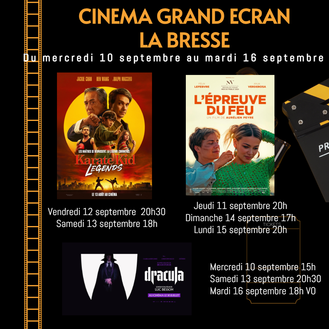  Ciné Grand Ecran Films à l'affiche du 10 sept au 16 septembre