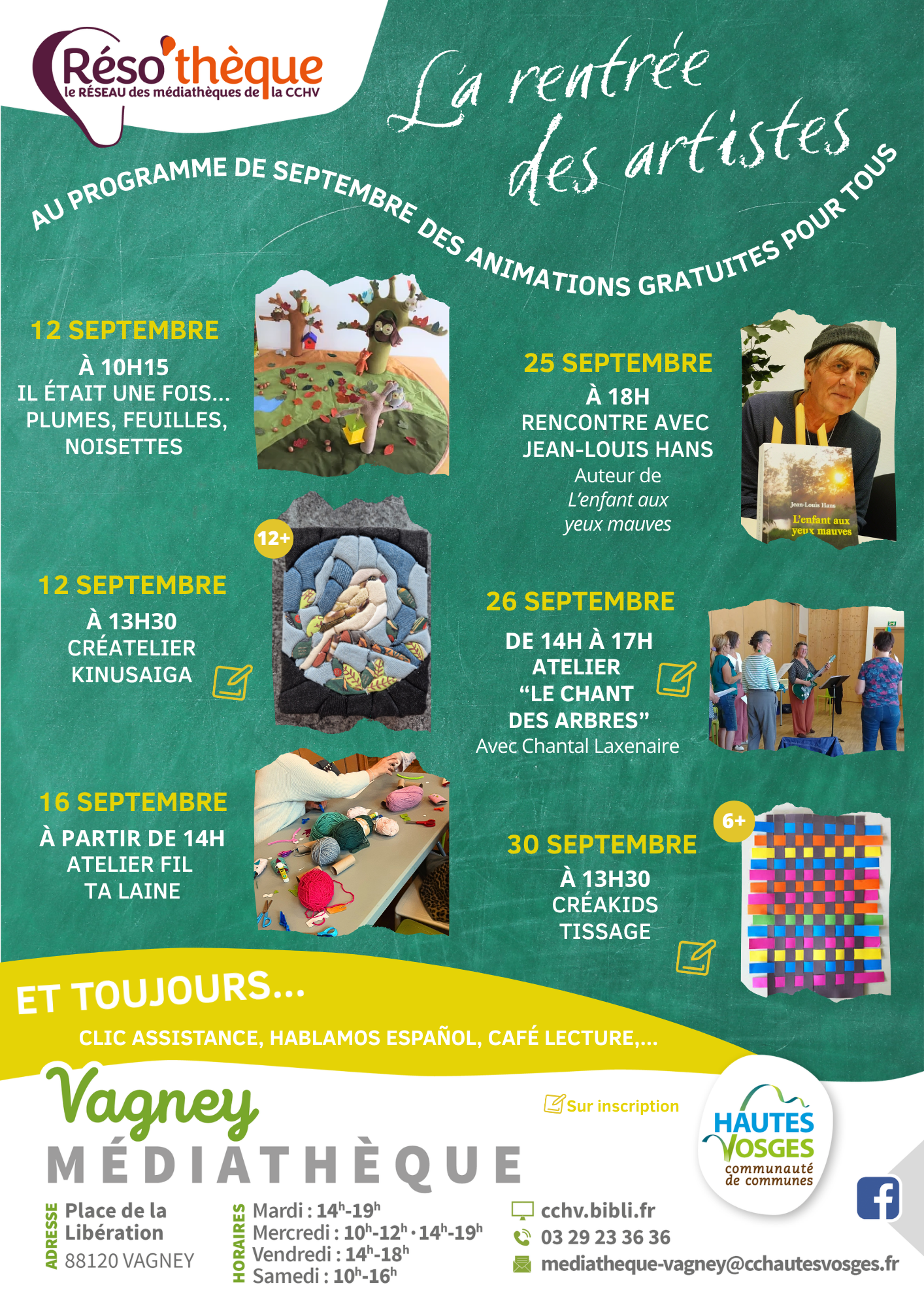 Animations de septembre Médiathèque Vagney