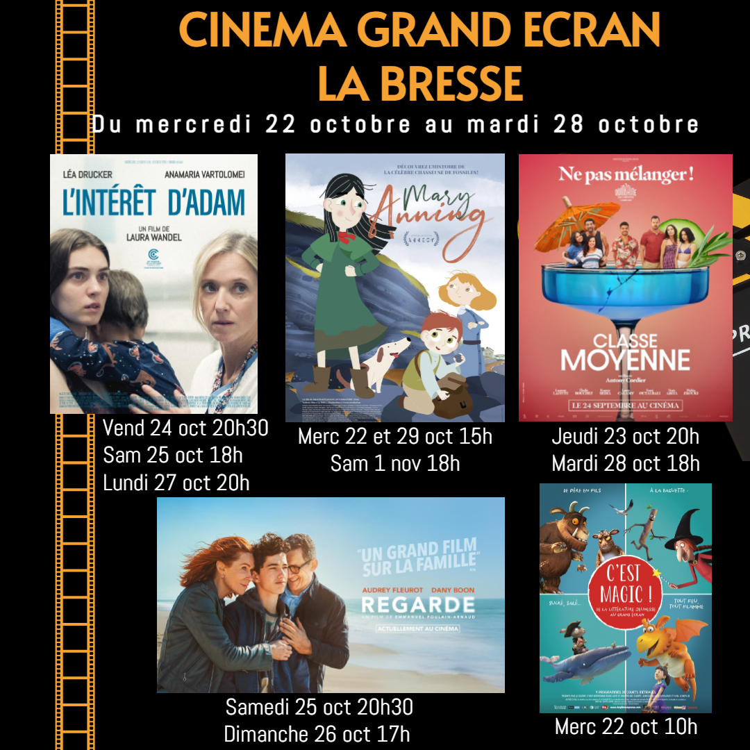 Ciné Grand Ecran Films à l'affiche du 22 octobre au 28 octobre