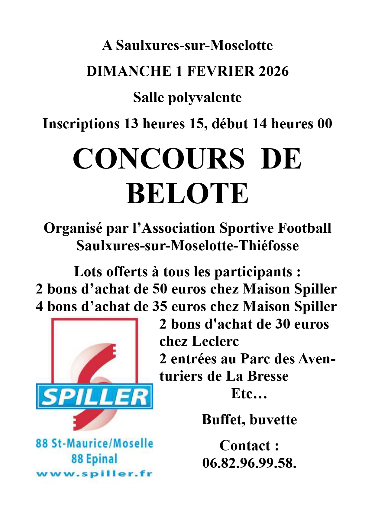 Concours de belote dimanche 1er février 2026