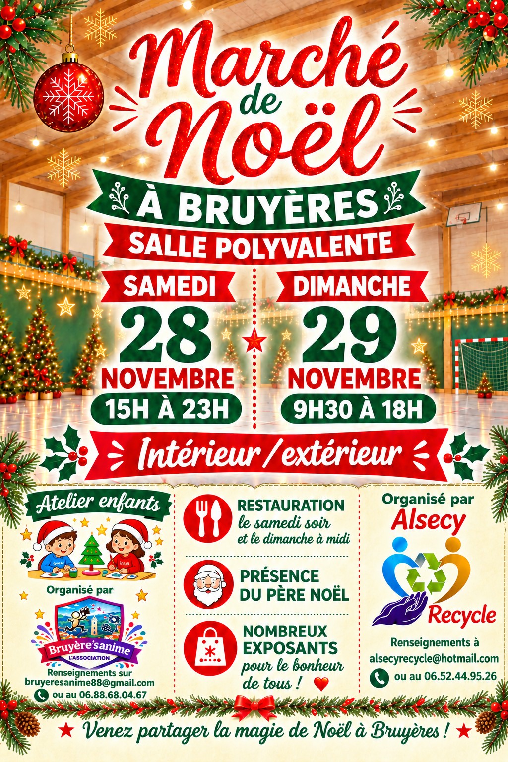 LA MAGIE DE NOËL S’INSTALLE À BRUYÈRES LES 28 ET 29 NOVEMBRE 2026 !