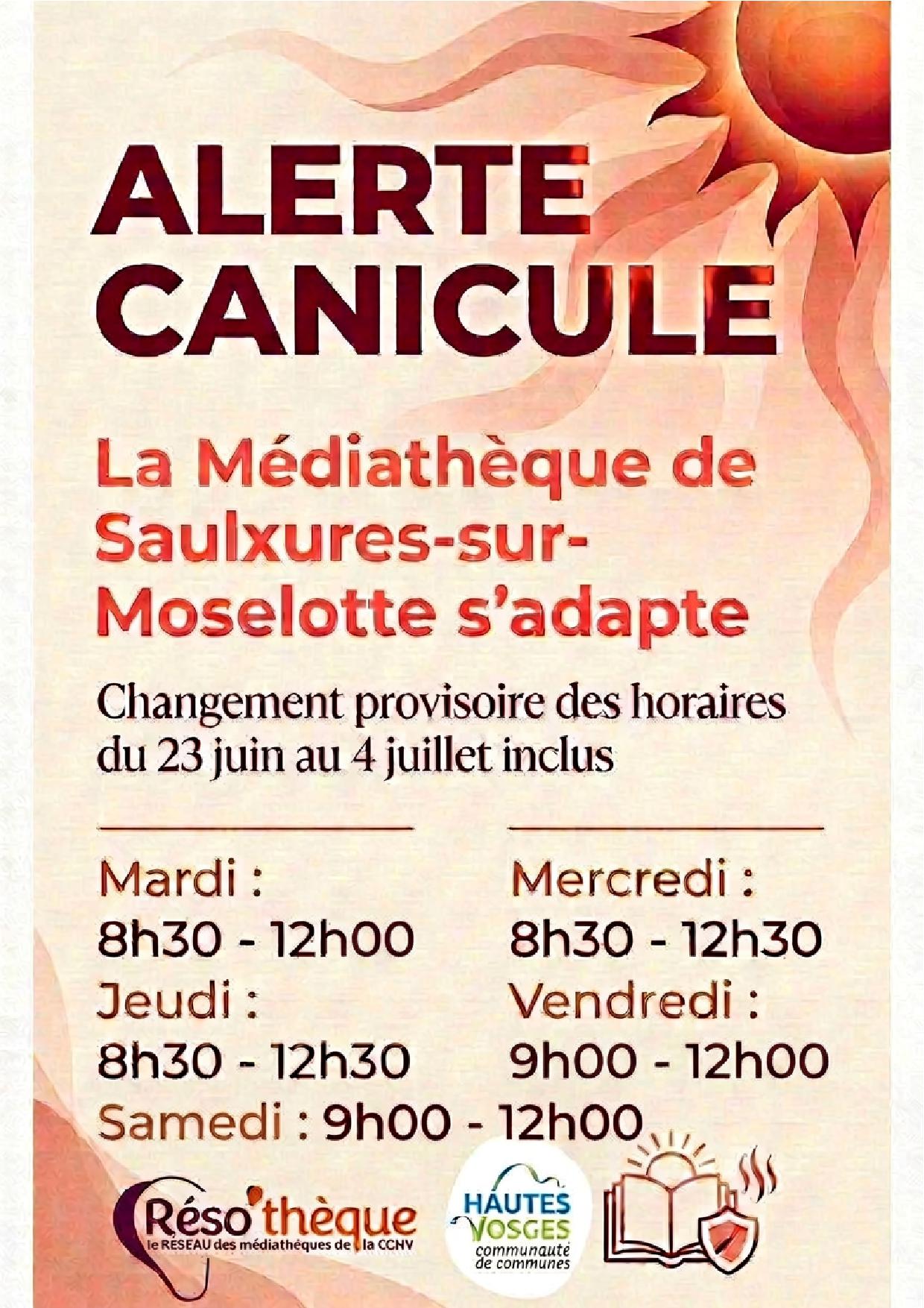Modification horaires médiathèque Saulxures