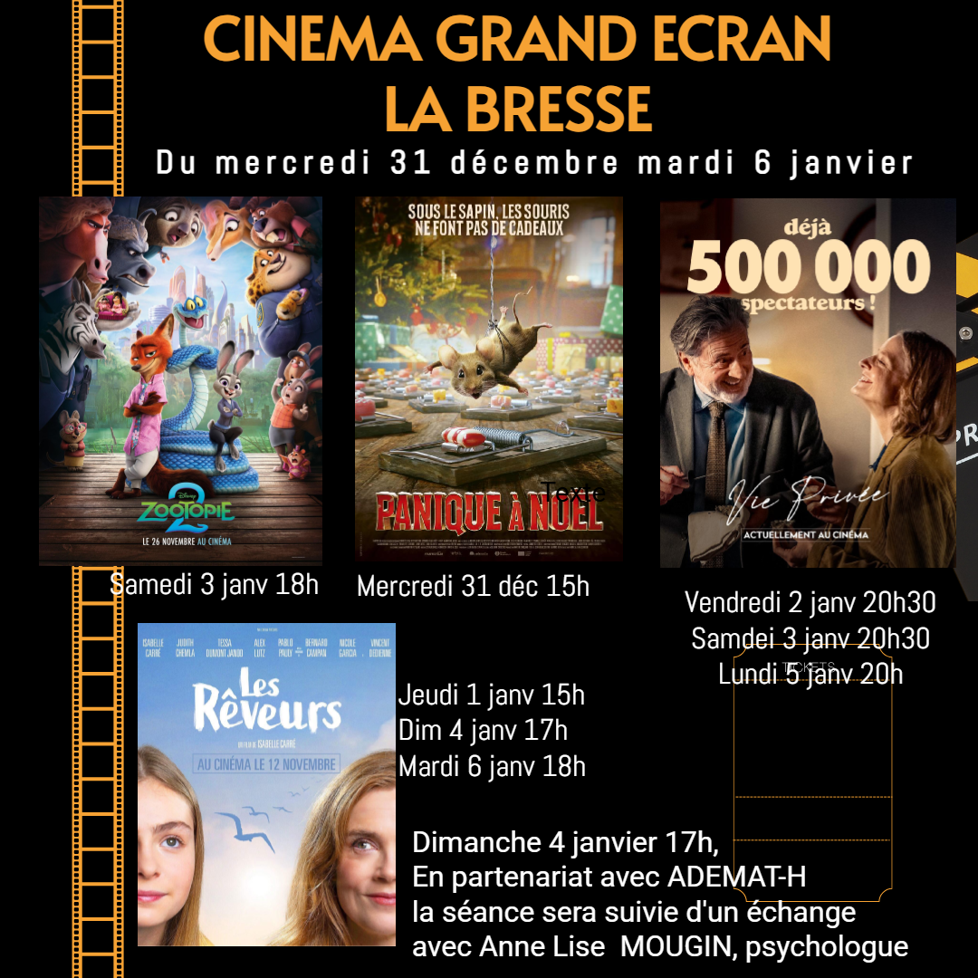 Programme ciné semaine du 31 décembre
