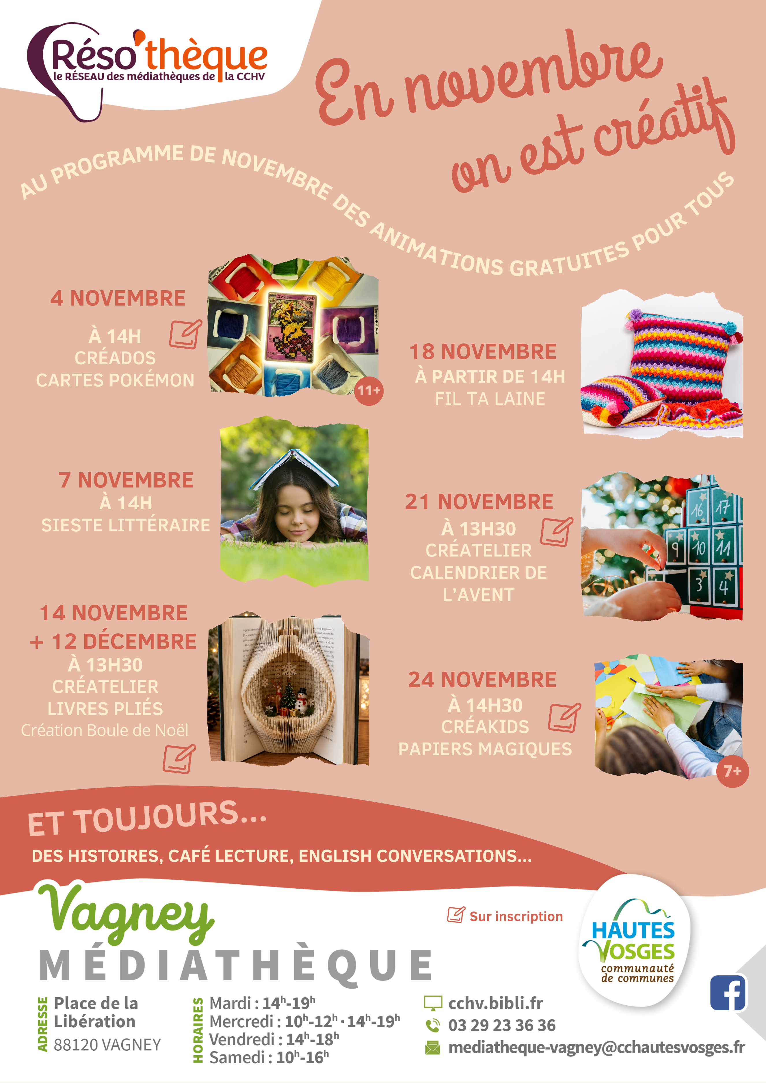 Programme des animations à la médiathèque de Vagney