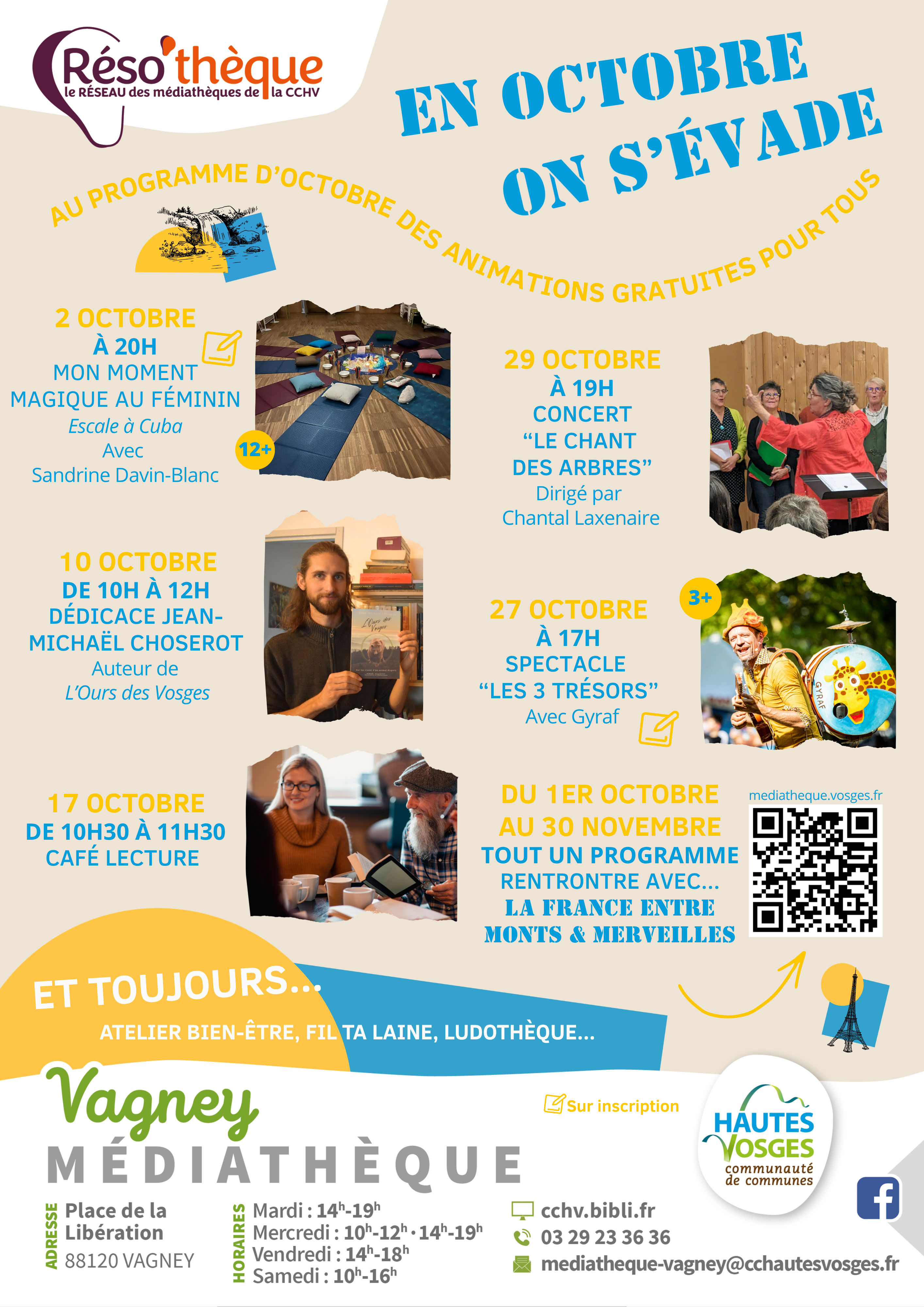 Programme des animations du mois d'octobre à la médiathèque