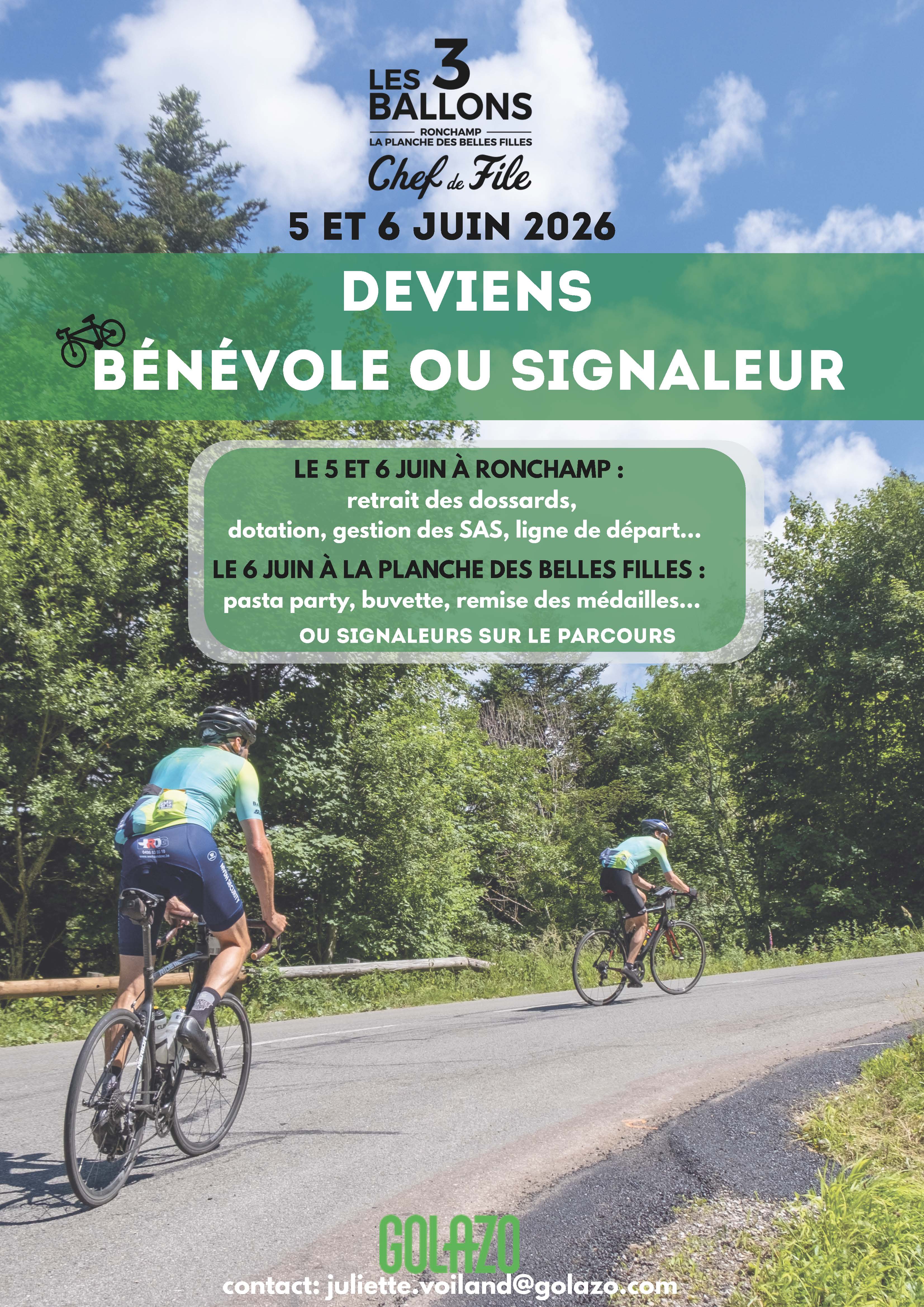 RECHERCHE BENEVOLES ET SIGNALEURS COURSE CYCLISTE