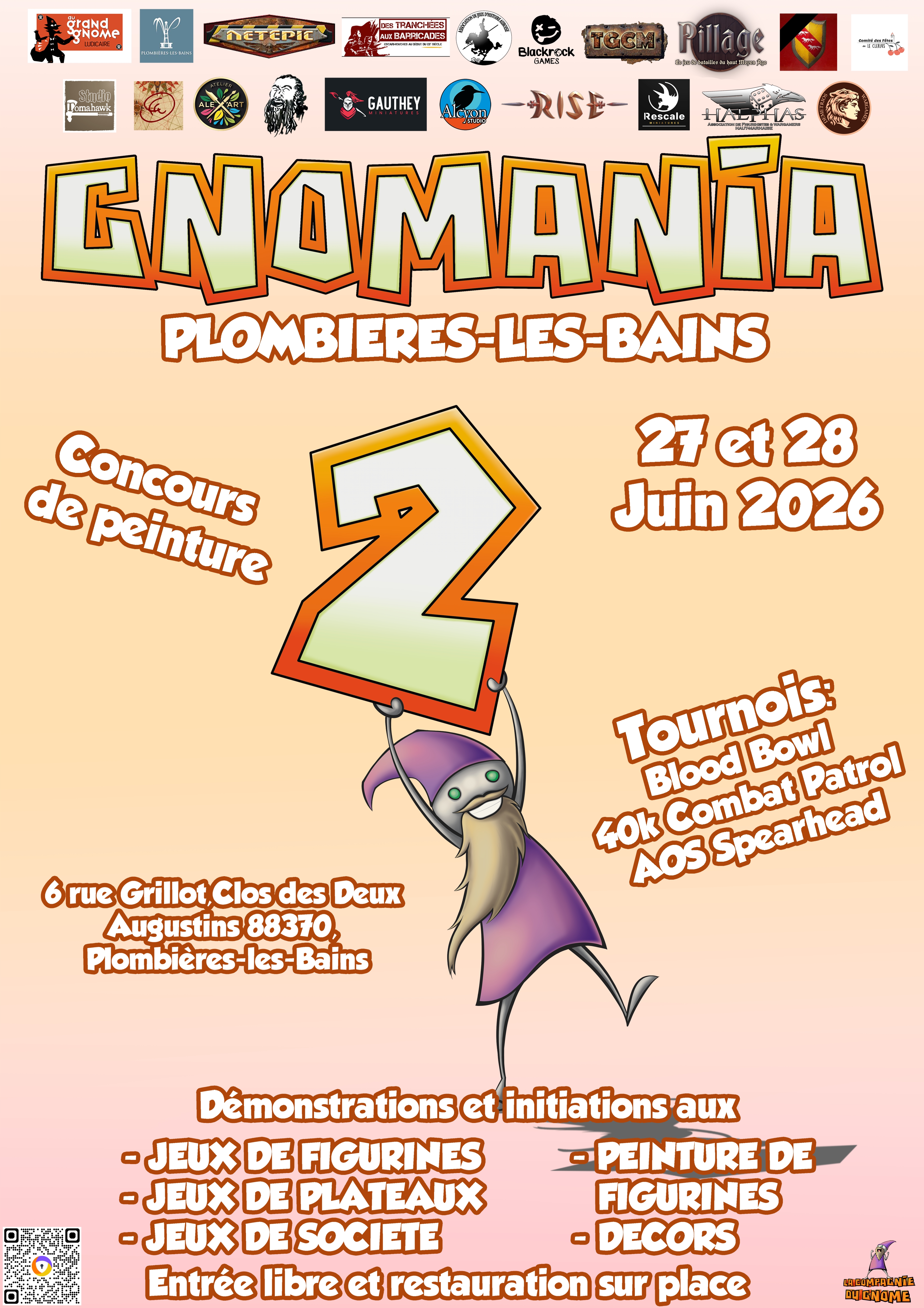 Salon du jeu Gnomania 2 des 27 et 28 juin 2026 à Plombières-Les-Bains