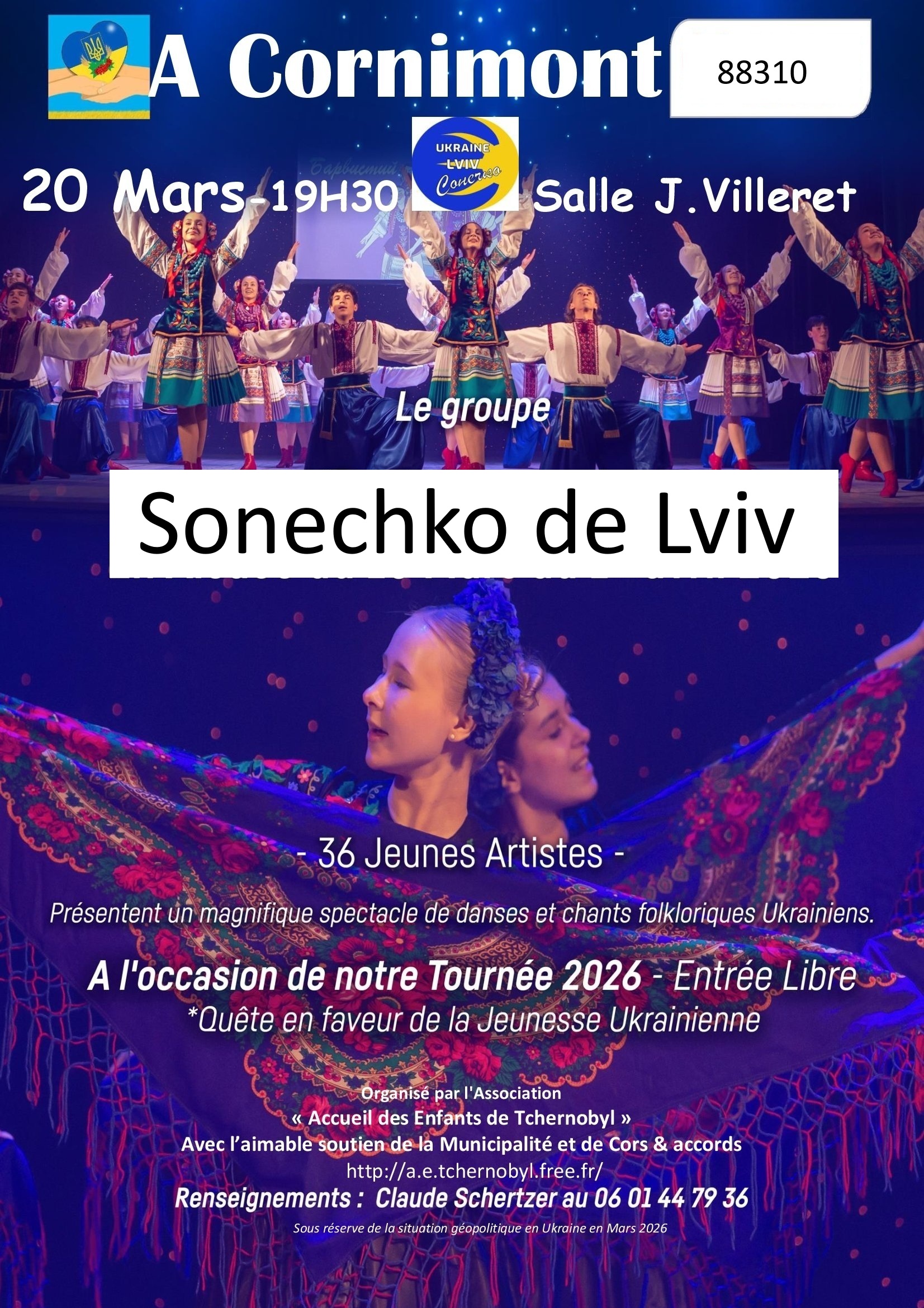 spectacle enfants d'Ukraine vendredi 20 mars à Cornimont