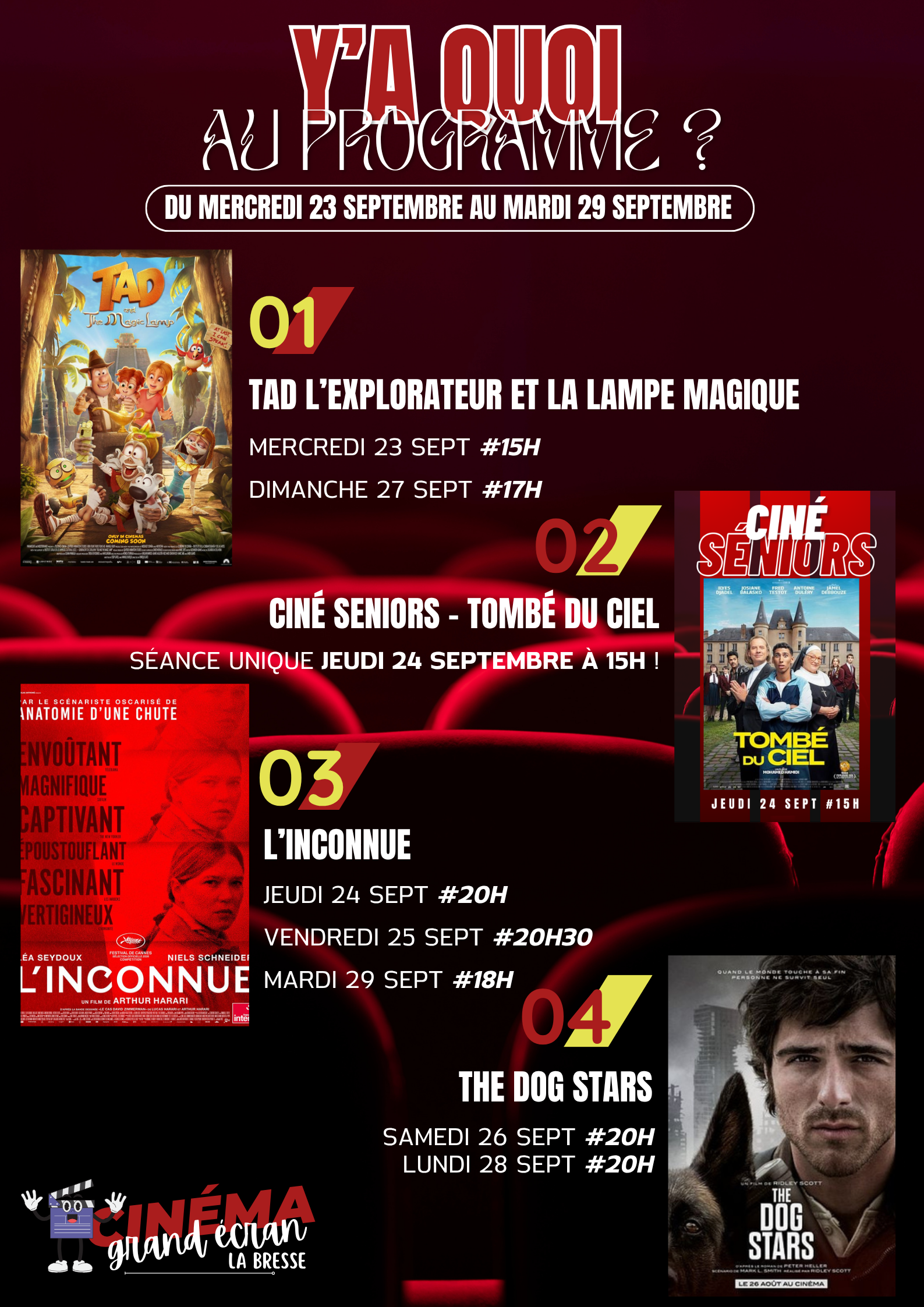 Y'a quoi au programme ? Du 23 au 29 septembre